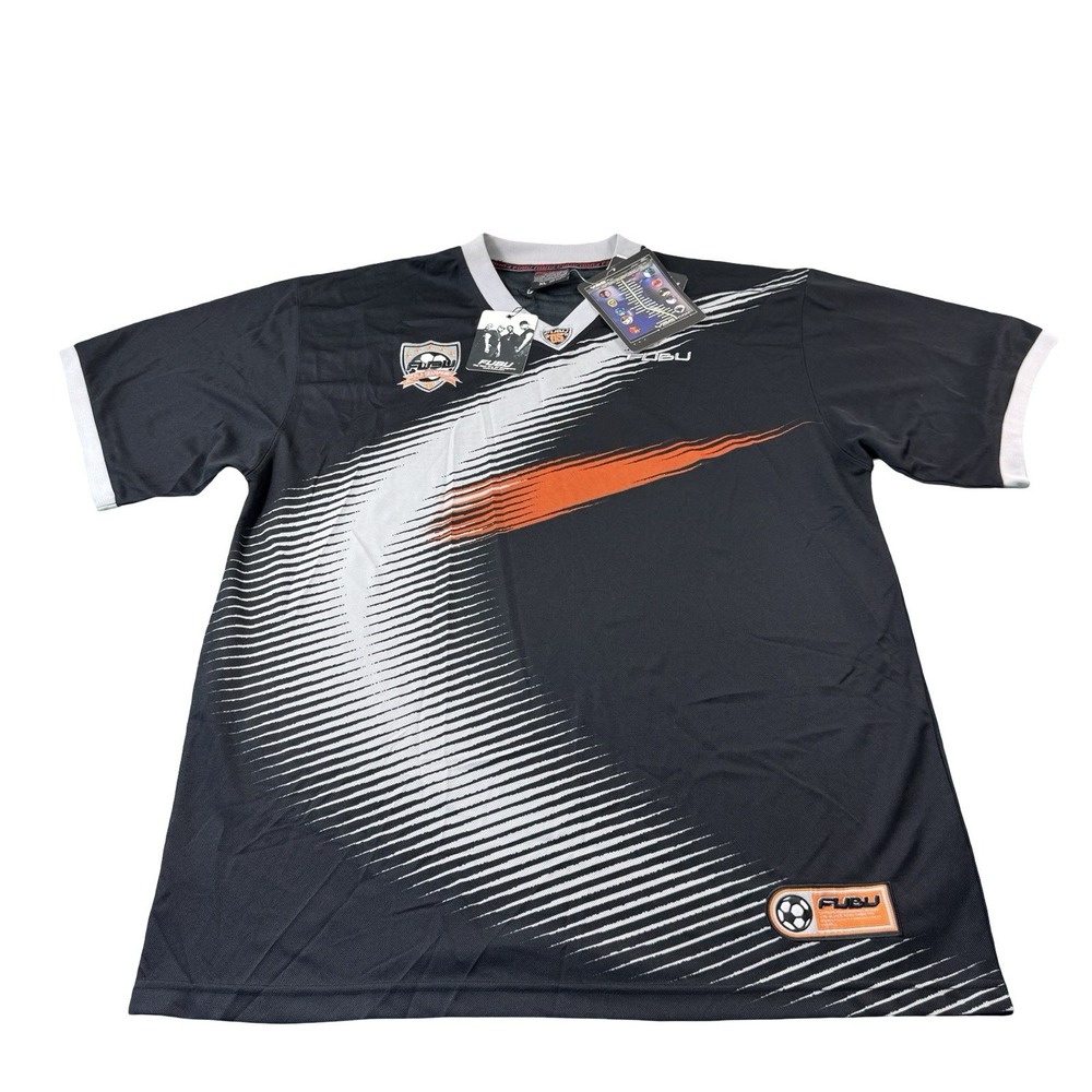 FUBU Vintage Y2K Black White Soccer Hip Hop Mens Jersey XL F38004 NWT